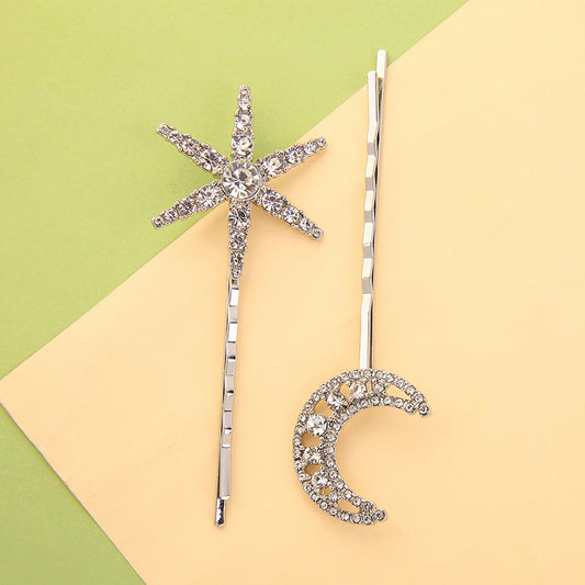Long stars and moon hair clips