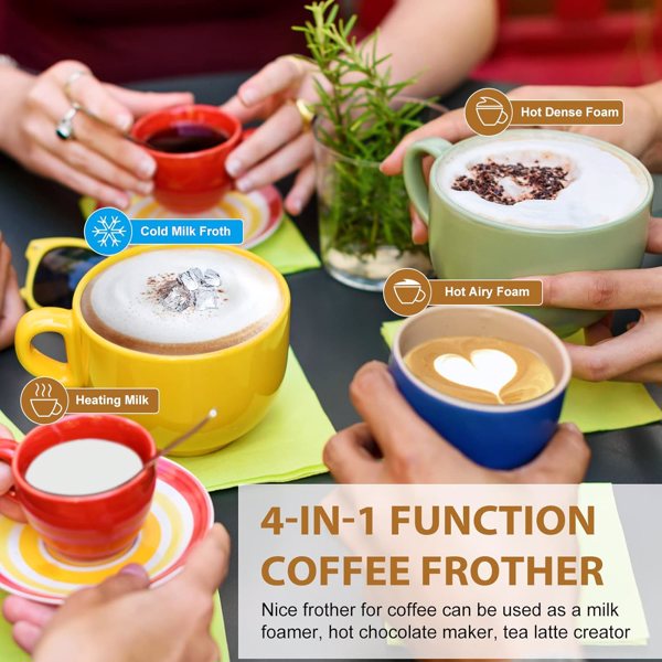 4-in-1 Electric Milk Frother & Milk Warmer – Automatic Stainless Steel Coffee Foam Maker for Cappuccino, Latte & Hot Chocolate