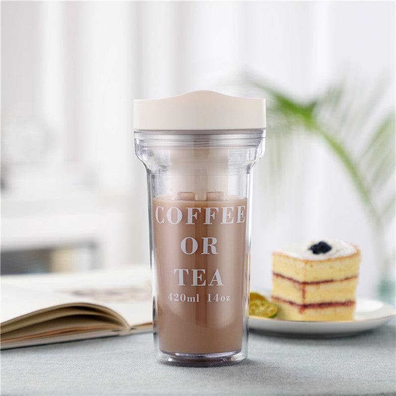 Double-Layer Leak-Proof Plastic Tea Cup (420ML)