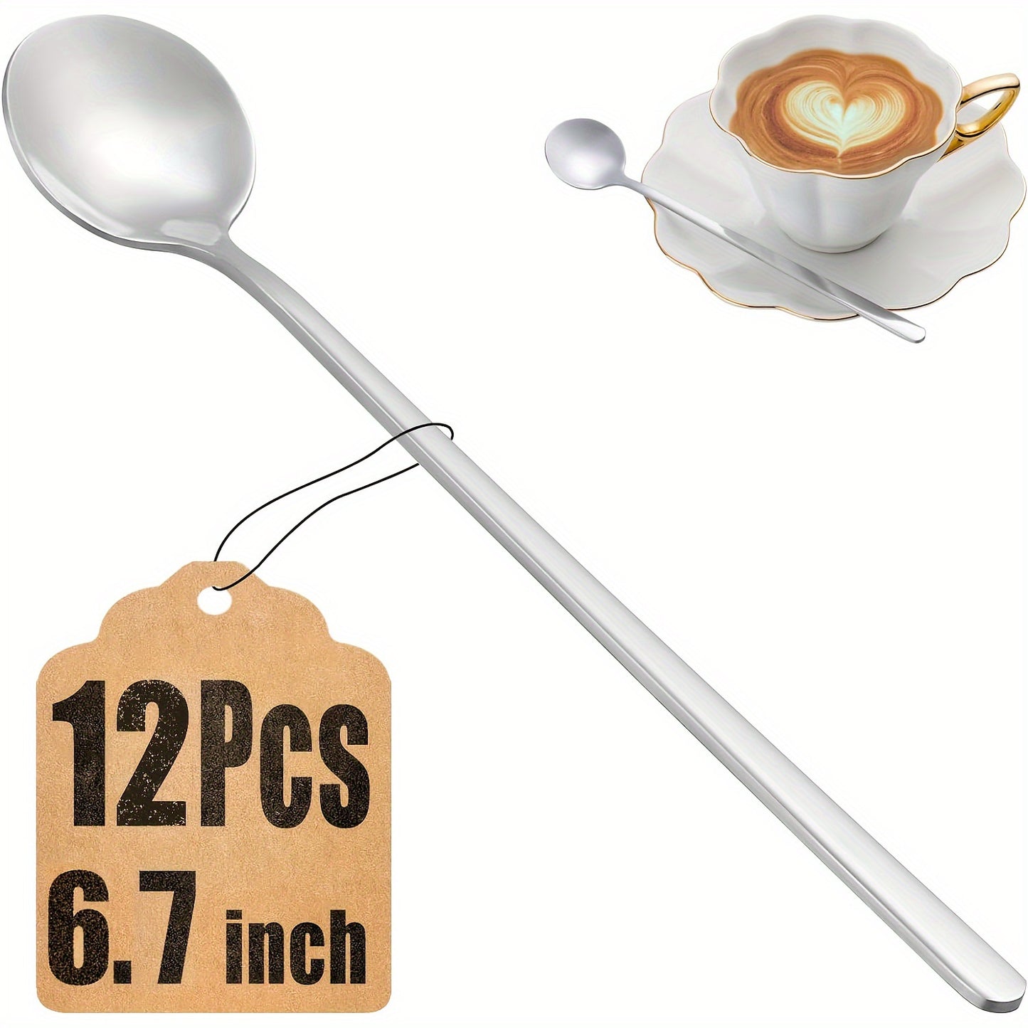 Stainless Steel Round Long Handle Stirring Coffee Spoon