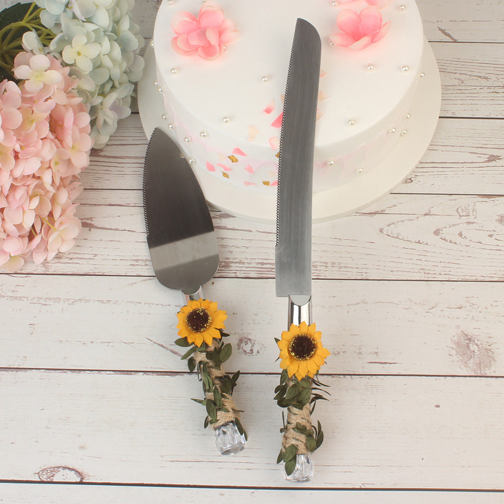 Exquisite Sun Flower Cake Knife Spatula Stainless Steel