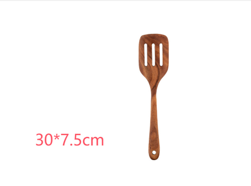 Thailand Teak art Natural Wood table Spoon Ladle Turner Long Rice Colander Soup Skimmer Cooking Spoons Scoop Kitchen Tool Set