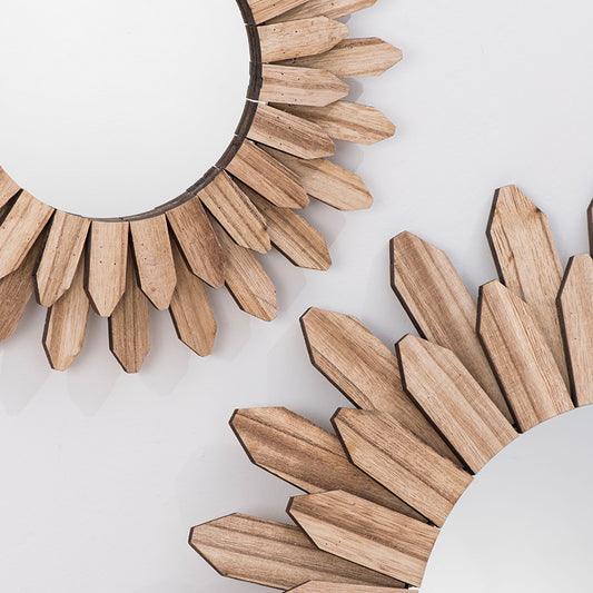 European-Style Solid Wood Handmade Hanging Mirror for Homestay & Hotel