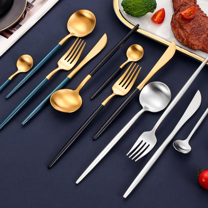 Sanding Thick Portuguese Knife, Fork And Spoon Suit 304 Stainless Steel Tableware