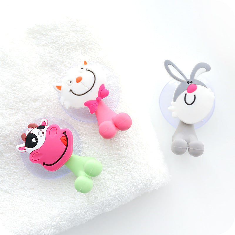 Cute Cartoon Suction Cup Toothbrush Holder Bathroom Bathroom Animal Toothbrush Holders