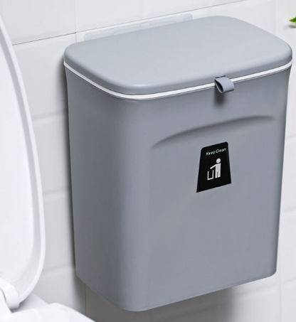 Myshpol 9L Wall-Mounted Trash Can – Slim Space-Saving Kitchen Bin