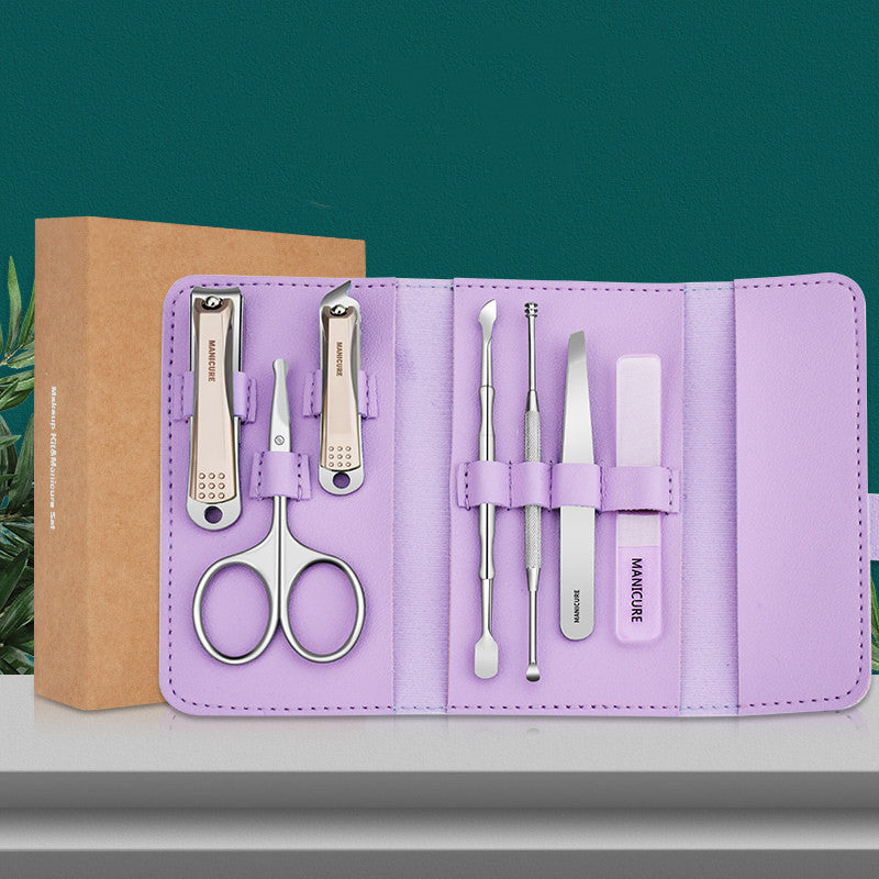 7-Piece Stainless Steel Nail Scissors Set with Leather Case