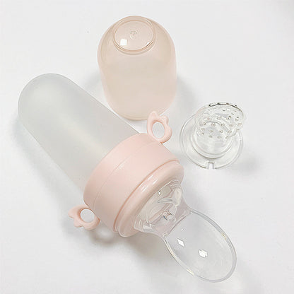 Baby Rice Cereal Bottle Silicone Squeeze Feeding Rice Cereal Spoon With Net Pocket Rice Cereal Bottle Happy Bite