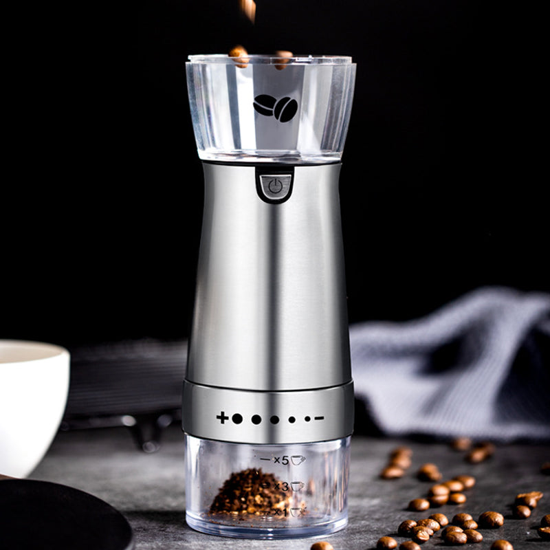 USB Rechargeable Electric Coffee Grinder – Stainless Steel Adjustable Coffee Bean Grinder