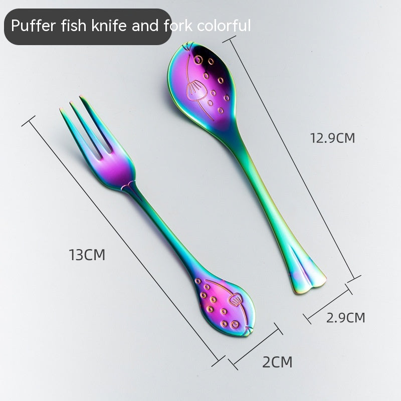 Creative Cute Dolphin 304 Stainless Steel Coffee Knife And Fork Suit