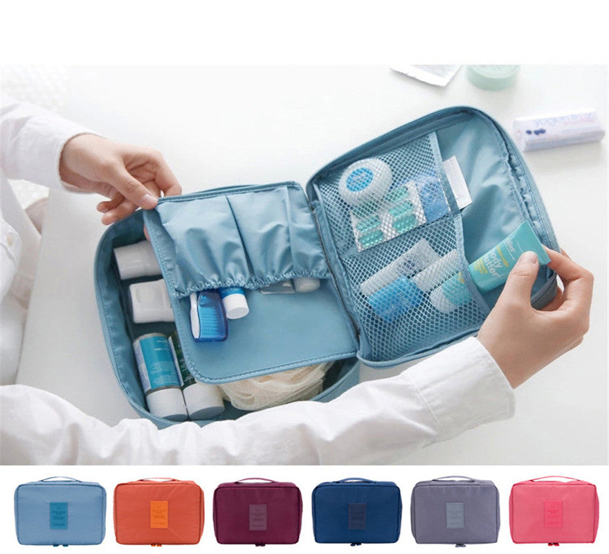 Portable Cosmetic Bag Waterproof Divider Multi-grid Pockets Toiletry Bags Travel Storage Handbags Women Make Up Bag