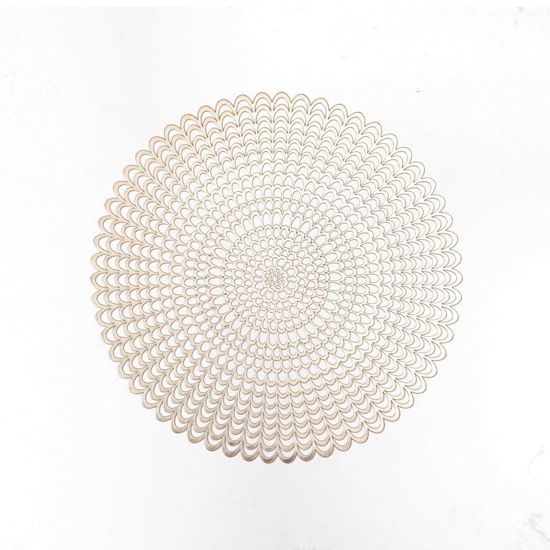 Solid color round PVC hollow placemat