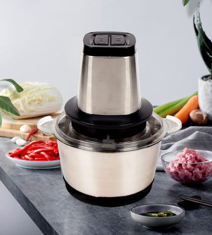 2L Electric Food Chopper – Stainless Steel Meat & Vegetable Processor