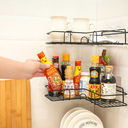 Bathroom Corner Shelf Rack – Wrought Iron Shower & Kitchen Storage Organizer