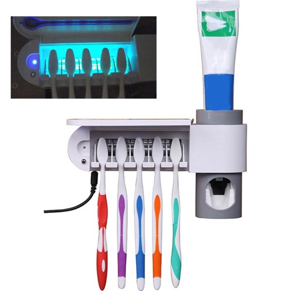 3-in-1 Toothbrush Holder, Toothpaste Dispenser & UV Sterilizer