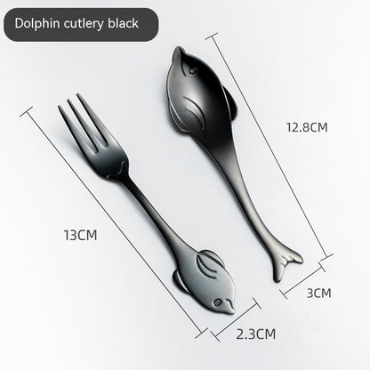 Creative Cute Dolphin 304 Stainless Steel Coffee Knife And Fork Suit