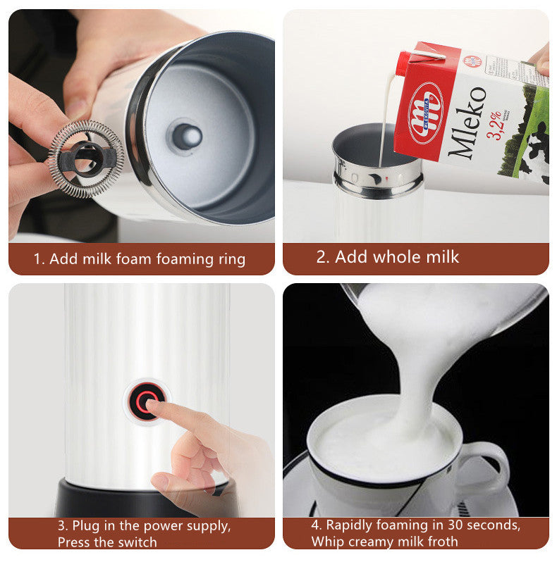 Electric Milk Frother & Milk Heater – Automatic Coffee Foam Maker