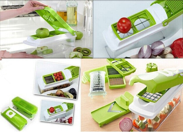 2-Piece Multifunctional Vegetable Chopper, Slicer & Dicer