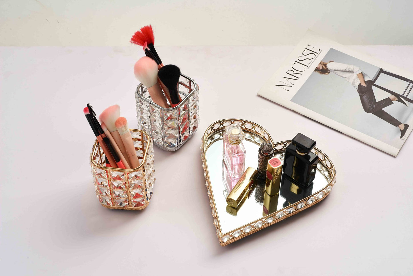 Crystal Brush Holder Cosmetic Brush Storage Bucket