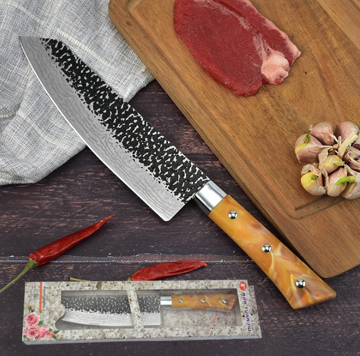 Stainless Chef's Knife Marbled Handle Diagonal Kitchen Knife Meat Slicing Knife Household kitchen knives
