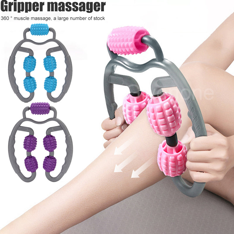 U-Shape Trigger Point Massage Roller – Full Body Massage Tool with 4 Wheels for Arm, Leg & Neck