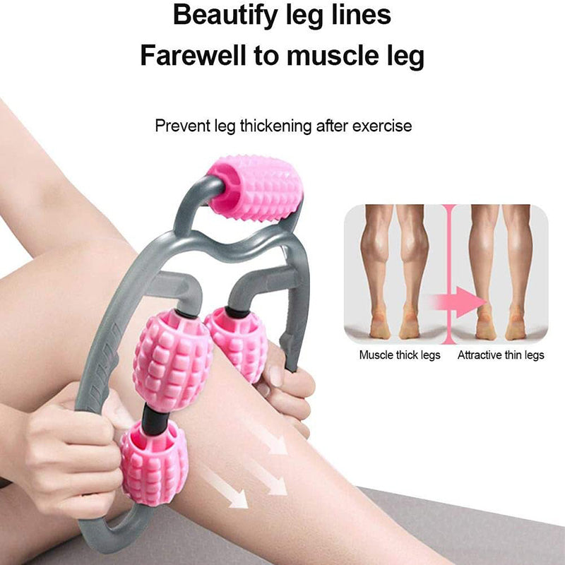 U-Shape Trigger Point Massage Roller – Full Body Massage Tool with 4 Wheels for Arm, Leg & Neck