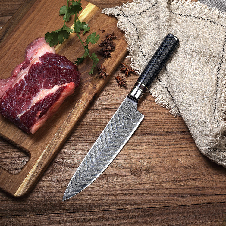 Professional Forged Laser Damascus 67layers Stainless Steel Resin Handle Kitchen Chef Knife Sets