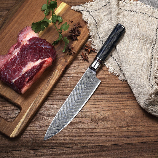 Professional Forged Laser Damascus 67layers Stainless Steel Resin Handle Kitchen Chef Knife Sets