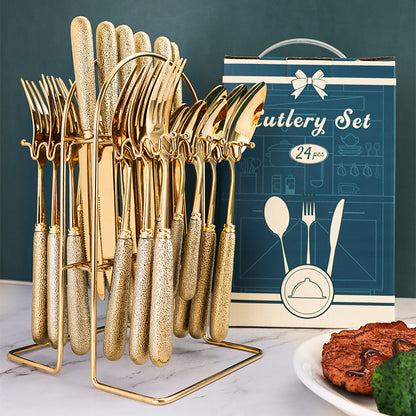 Household Hammer Pattern Porcelain Handle Knife Match Sets Suit