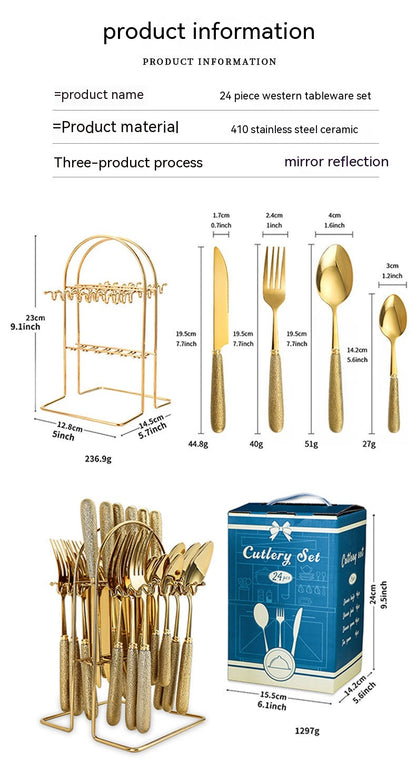 Household Hammer Pattern Porcelain Handle Knife Match Sets Suit