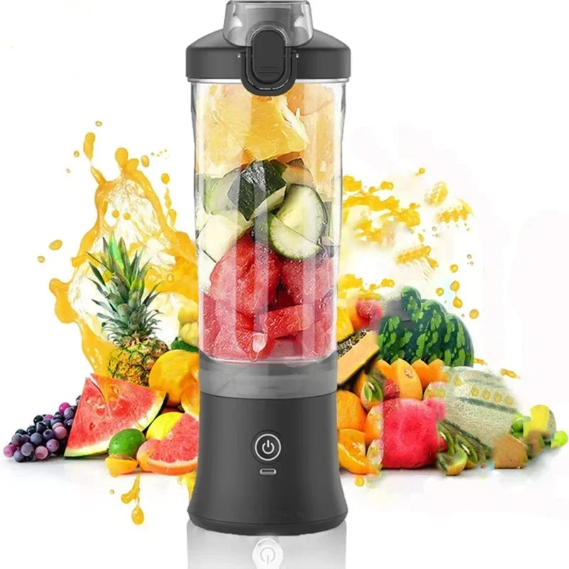Portable 6-Blade Juicer Blender – 600ml Rechargeable Smoothie Mixer (150W)