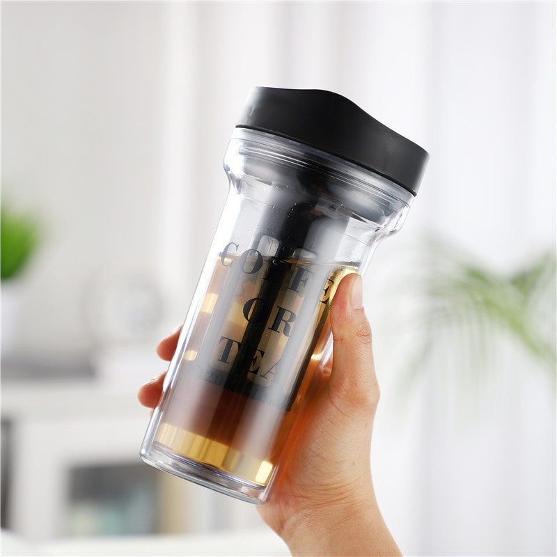 Double-Layer Leak-Proof Plastic Tea Cup (420ML)