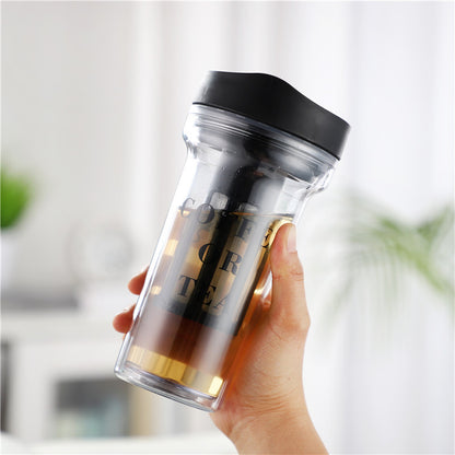 Double-Layer Leak-Proof Plastic Tea Cup (420ML)