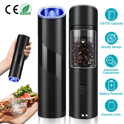 Automatic Gravity Salt & Pepper Grinder – Adjustable Coarseness with LED Light