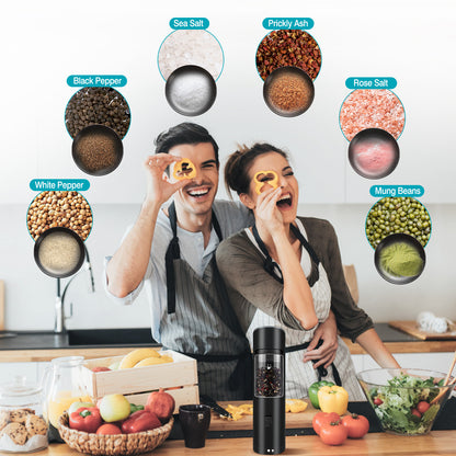 Automatic Gravity Salt & Pepper Grinder – Adjustable Coarseness with LED Light