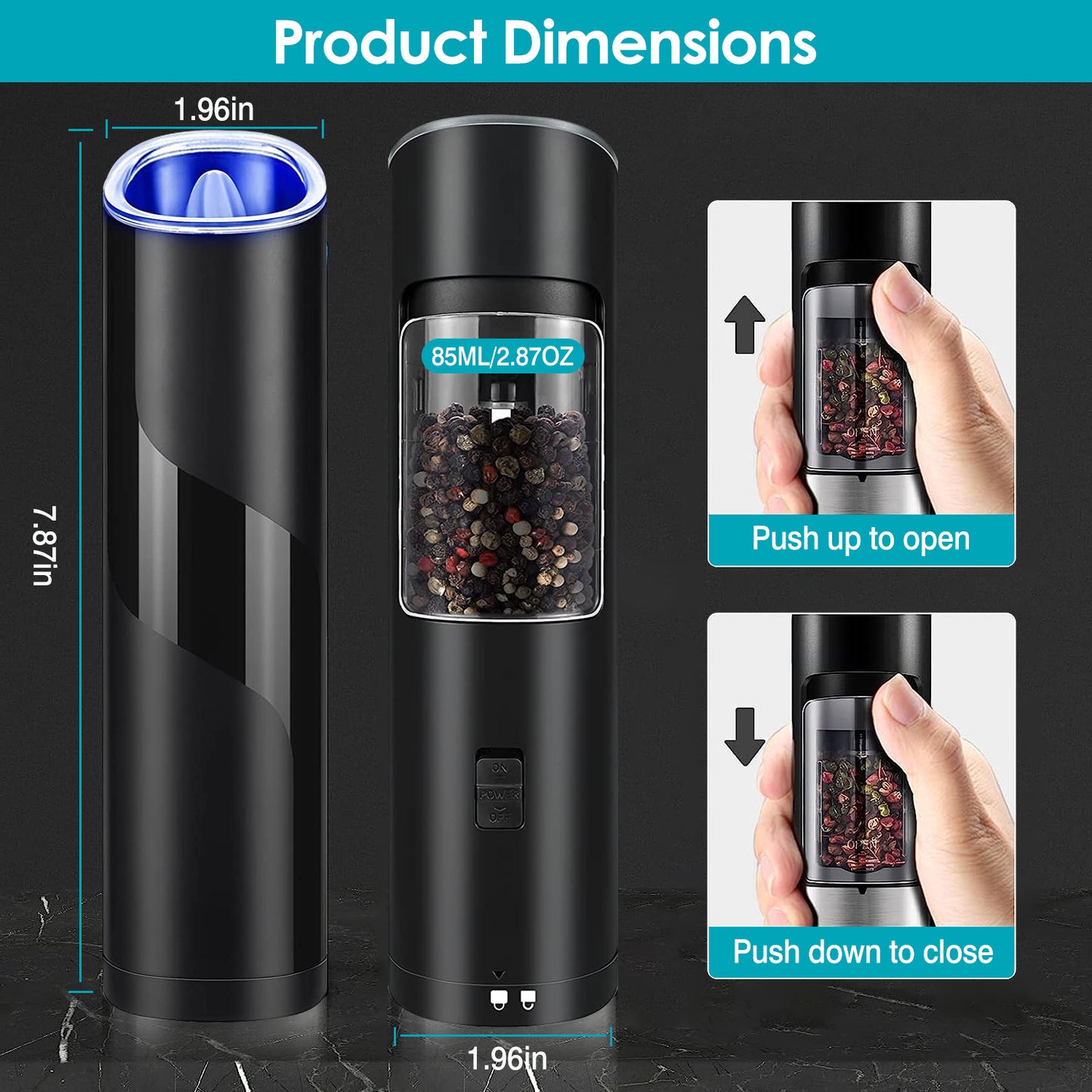 Automatic Gravity Salt & Pepper Grinder – Adjustable Coarseness with LED Light