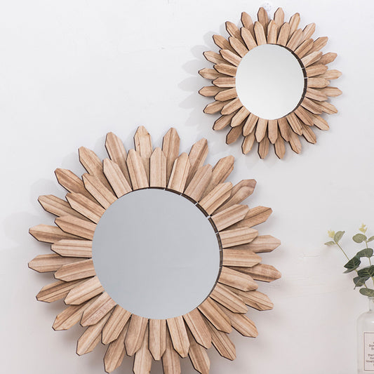 European-Style Solid Wood Handmade Hanging Mirror for Homestay & Hotel