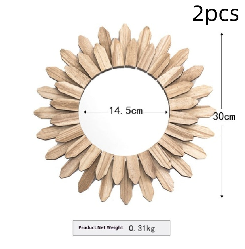 European-Style Solid Wood Handmade Hanging Mirror for Homestay & Hotel