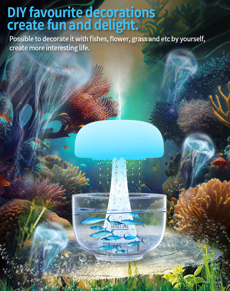Jellyfish Raindrop Humidifier with 7-Color Light & Aroma Diffuser