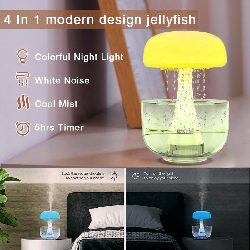 Jellyfish Raindrop Humidifier with 7-Color Light & Aroma Diffuser