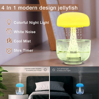 Jellyfish Raindrop Humidifier with 7-Color Light & Aroma Diffuser