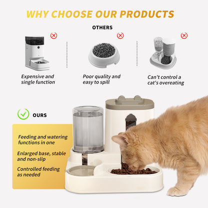 2-in-1 Pet Feeder & Water Dispenser – Automatic Gravity Feeding Bowl for Cats & Dogs