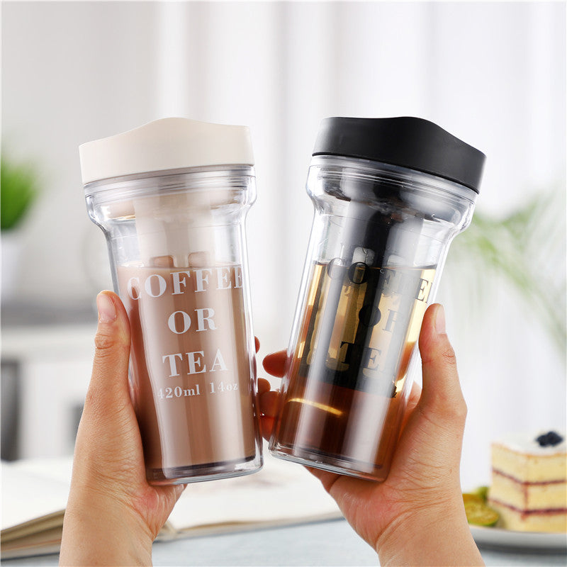 Double-Layer Leak-Proof Plastic Tea Cup (420ML)