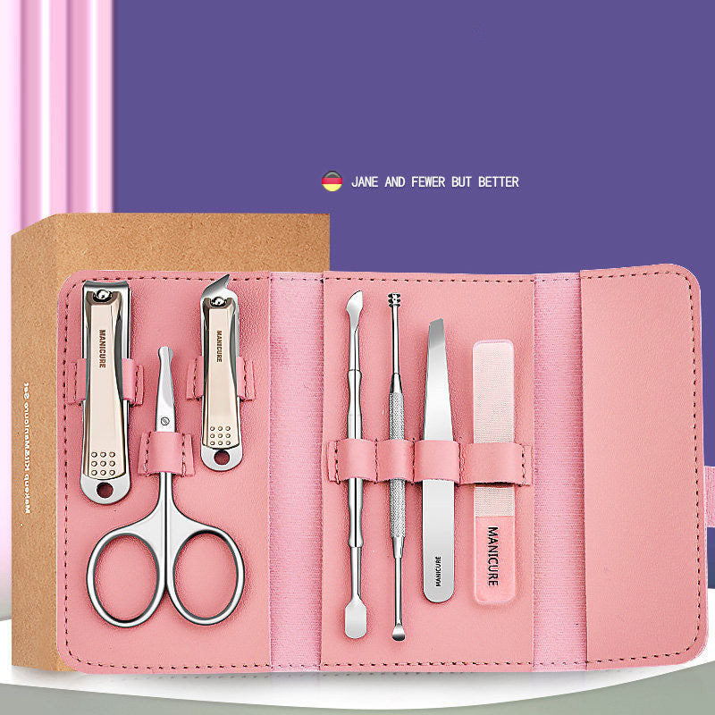 7-Piece Stainless Steel Nail Scissors Set with Leather Case