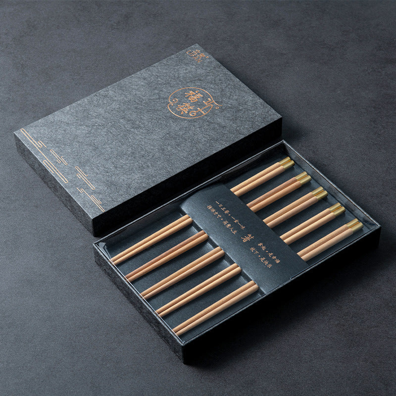 Gift Boxed Chicken Wings Log chopsticks Household Chopsticks Family Set 5 Pairs