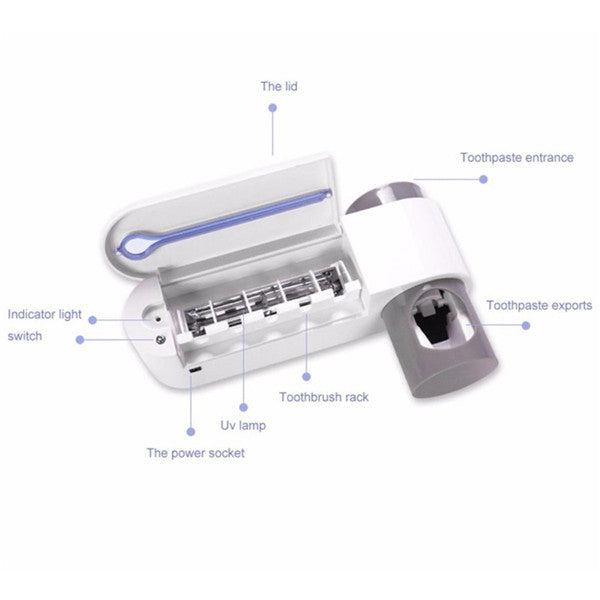 3-in-1 Toothbrush Holder, Toothpaste Dispenser & UV Sterilizer