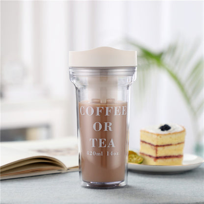 Double-Layer Leak-Proof Plastic Tea Cup (420ML)