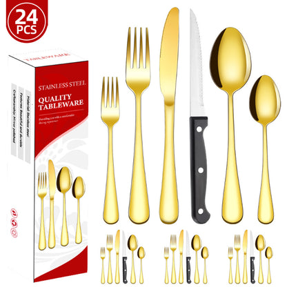 48-piece Stainless Steel Cutlery Set Western-style Steak Knives Forks And Spoons