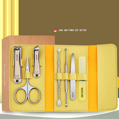 7-Piece Stainless Steel Nail Scissors Set with Leather Case