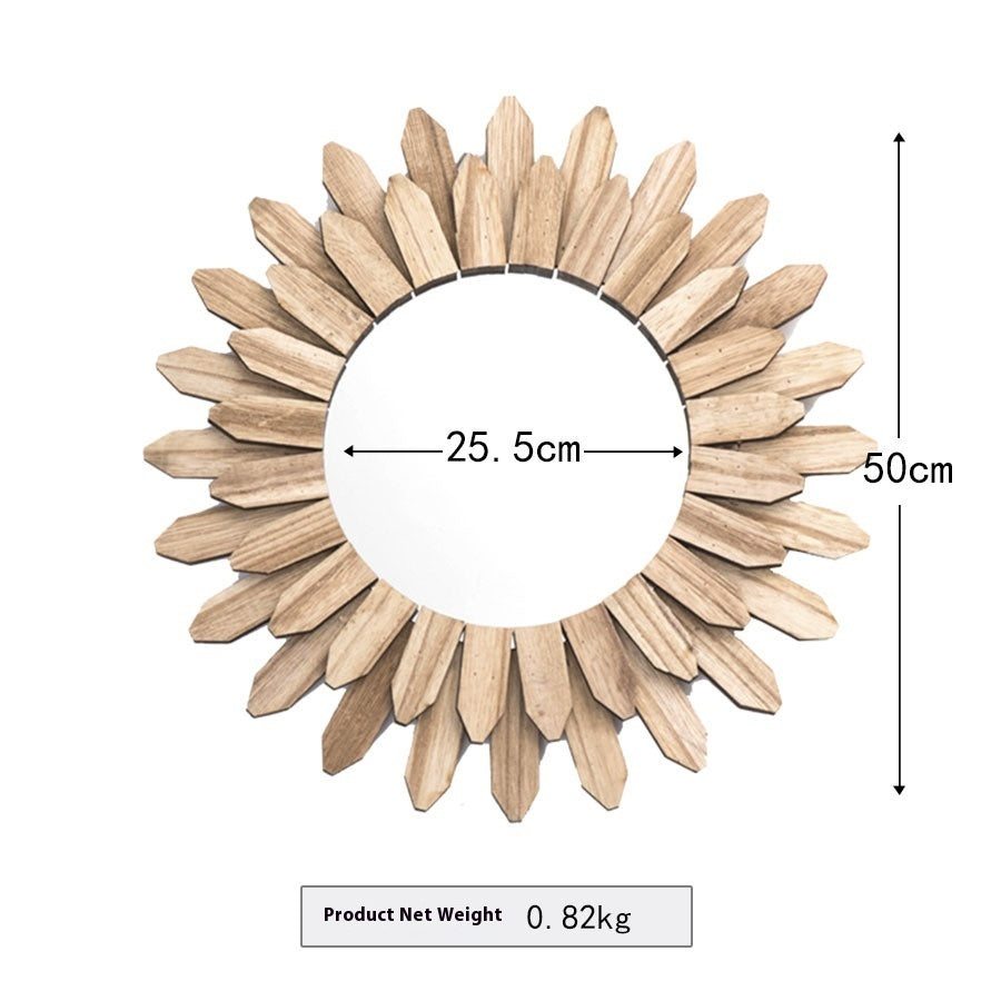 European-Style Solid Wood Handmade Hanging Mirror for Homestay & Hotel